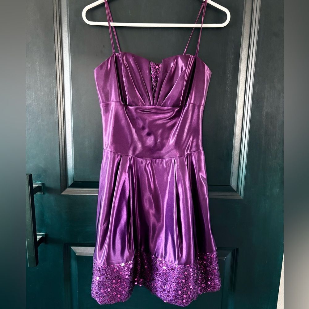 Vintage Jessica McClintock for Gunne Sax Prom Dress – Purple Satin Sequin Gown